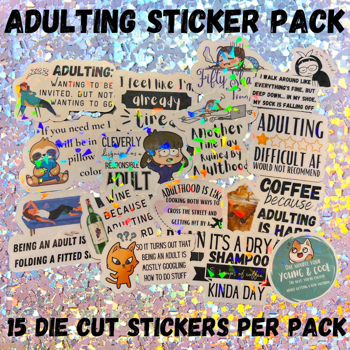 Funny Holographic Sticker Pack for Adults