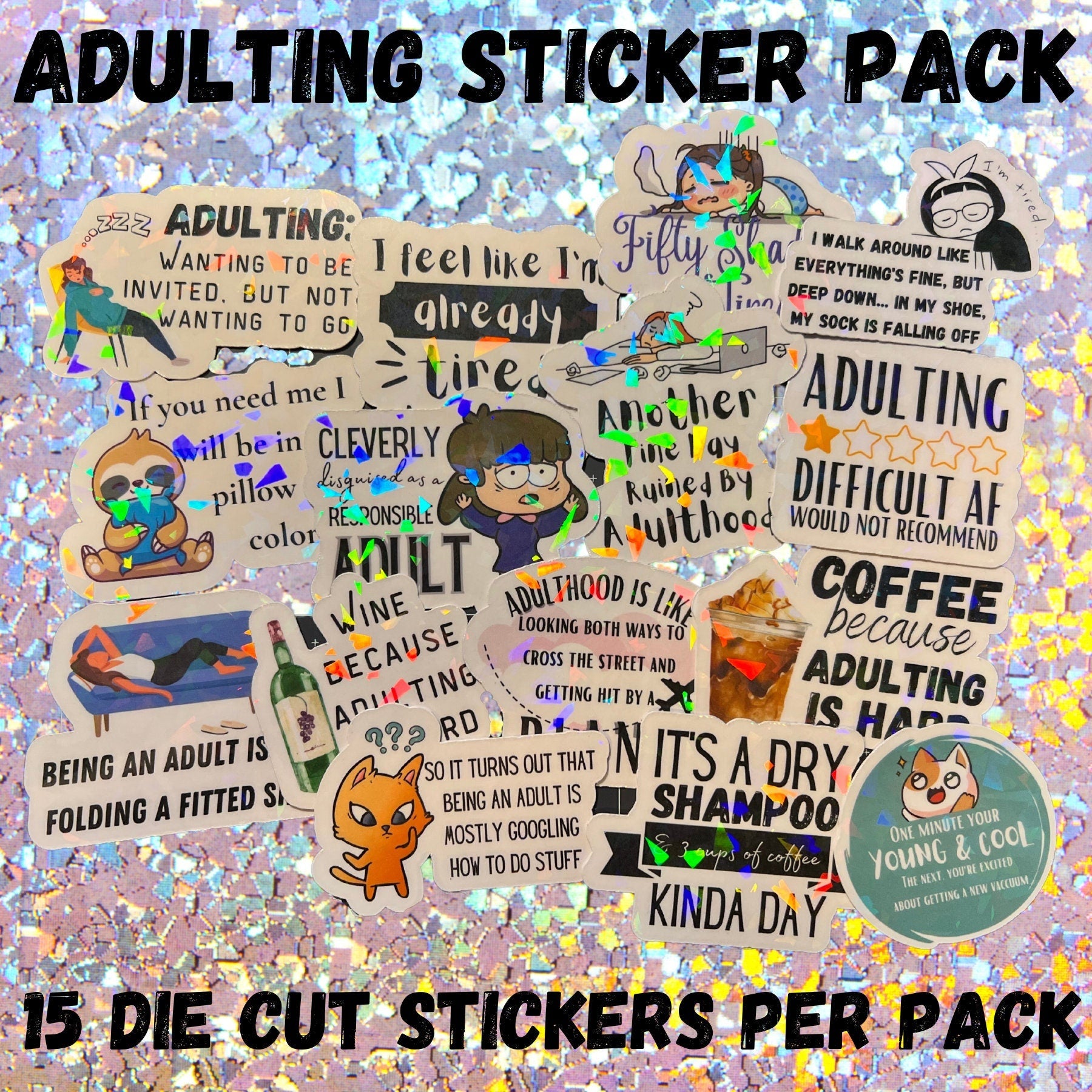 Funny Holographic Sticker Pack for Adults