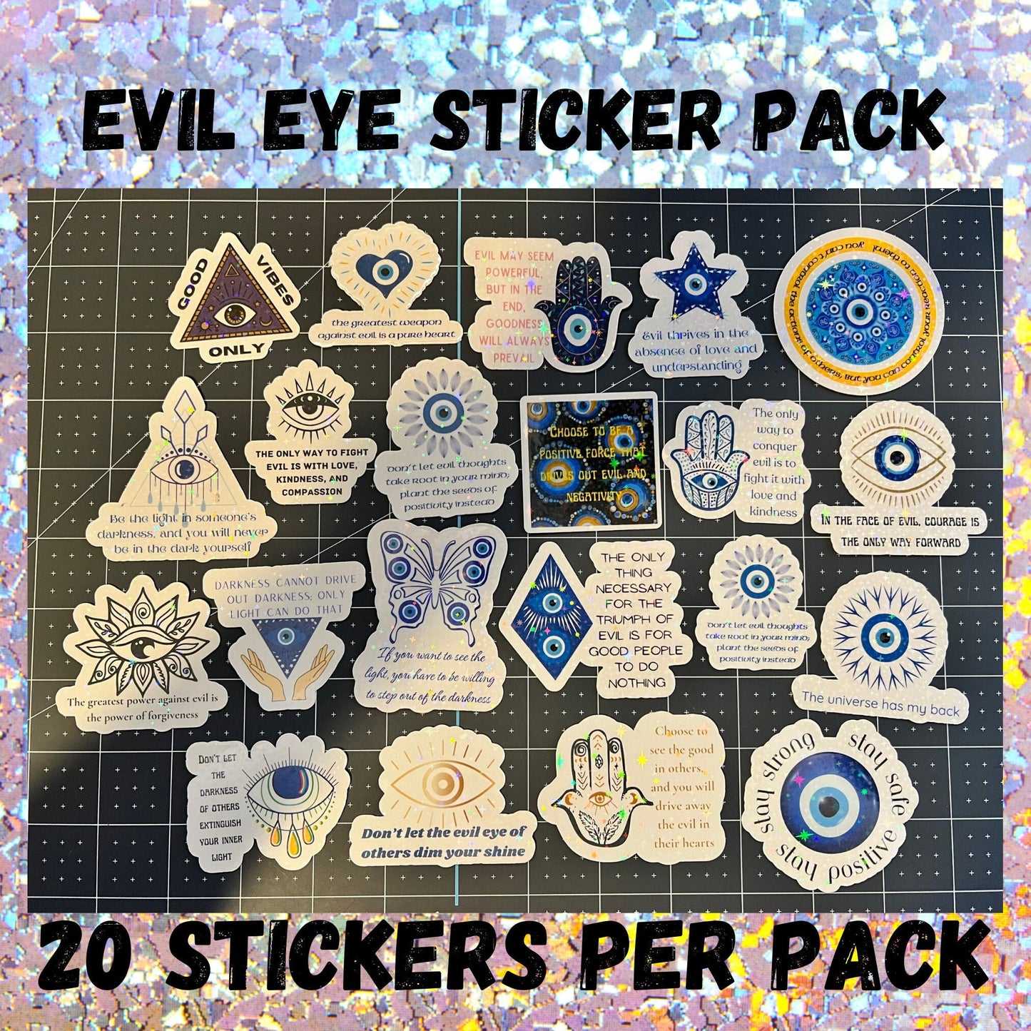 Evil Eye Sticker Pack Stickers with Evil Eye Evil Eye Gift Positive Quote Sticker Pack