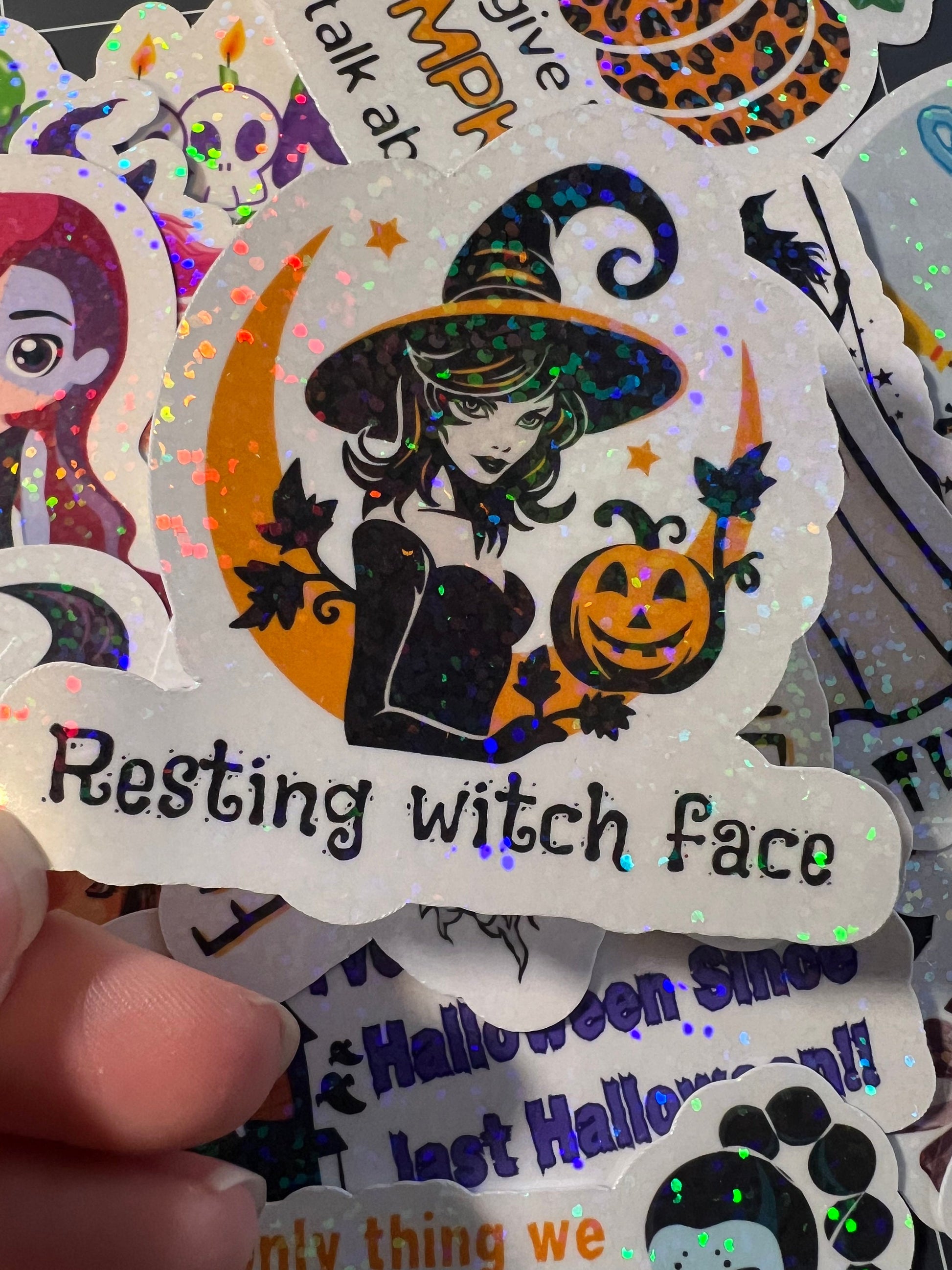 Funny Halloween Sticker Pack of 15 Stickers Holographic Waterproof Stickers Halloween Lover Sticker Pack Cute Halloween Sticker Pack
