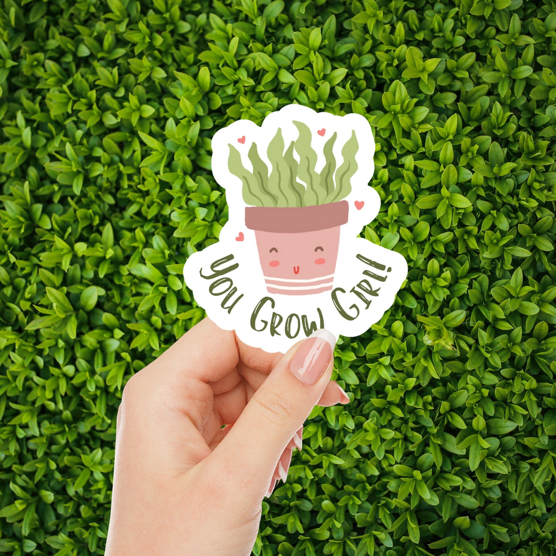 You Grow Girl Sticker - Sticker for Plant Lover - Plant Stickers - Cute Plant Sticker